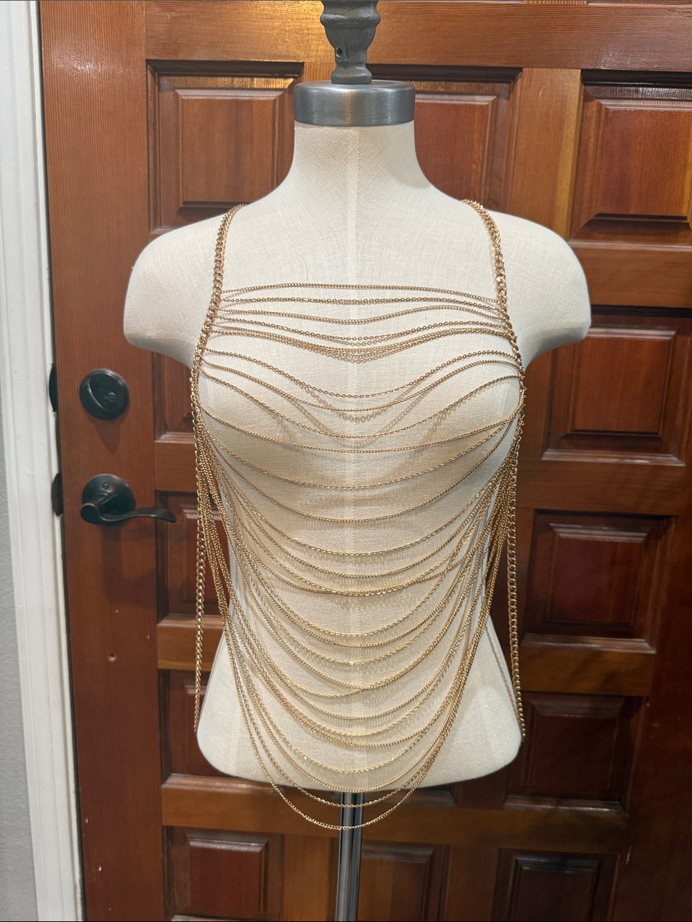 Gold Body Chain Draped Women's Top